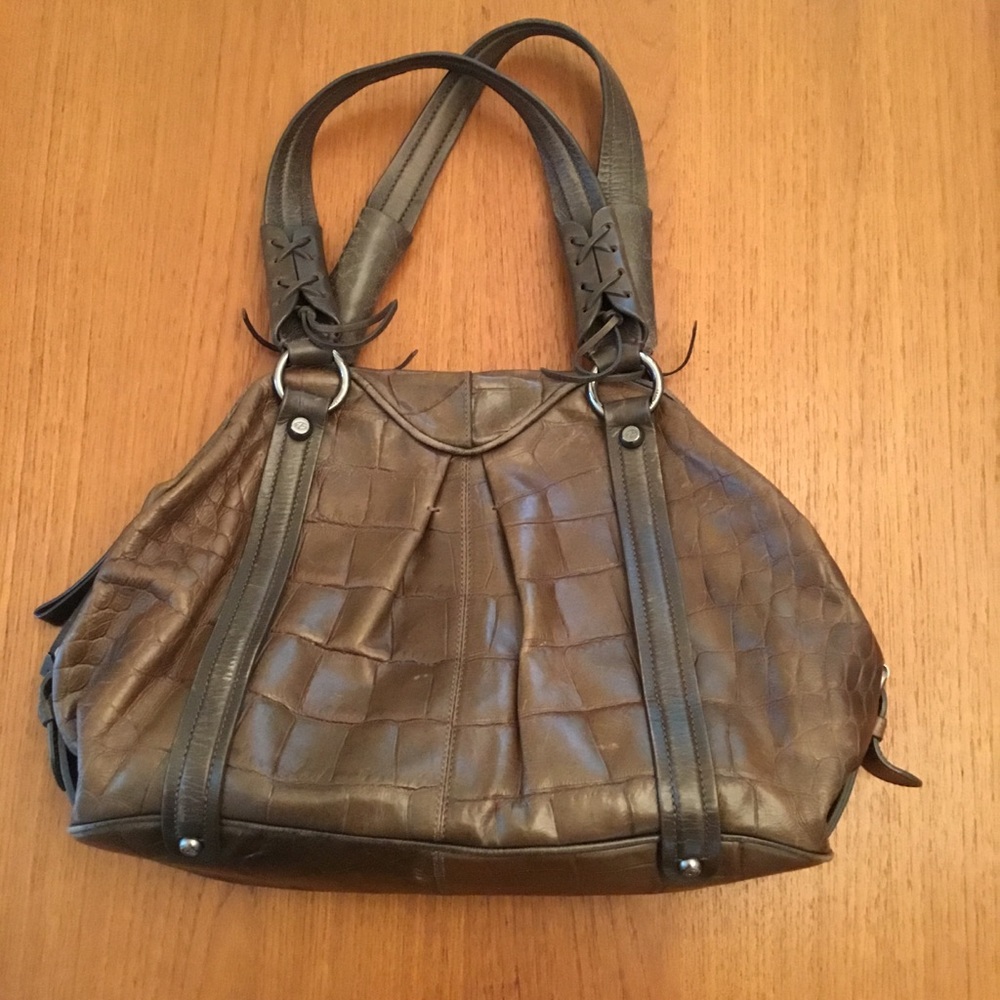 Francesco Biasia crocodile embossed shoulder bag